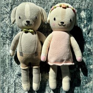 Cuddle + Kind 20” Noah (🐶overalls) & Charlotte (🐶pink dress) *selling together*